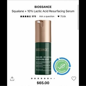 NIB BIOSSANCE Squalane + 10% Lactic Acid Resurfacing Serum